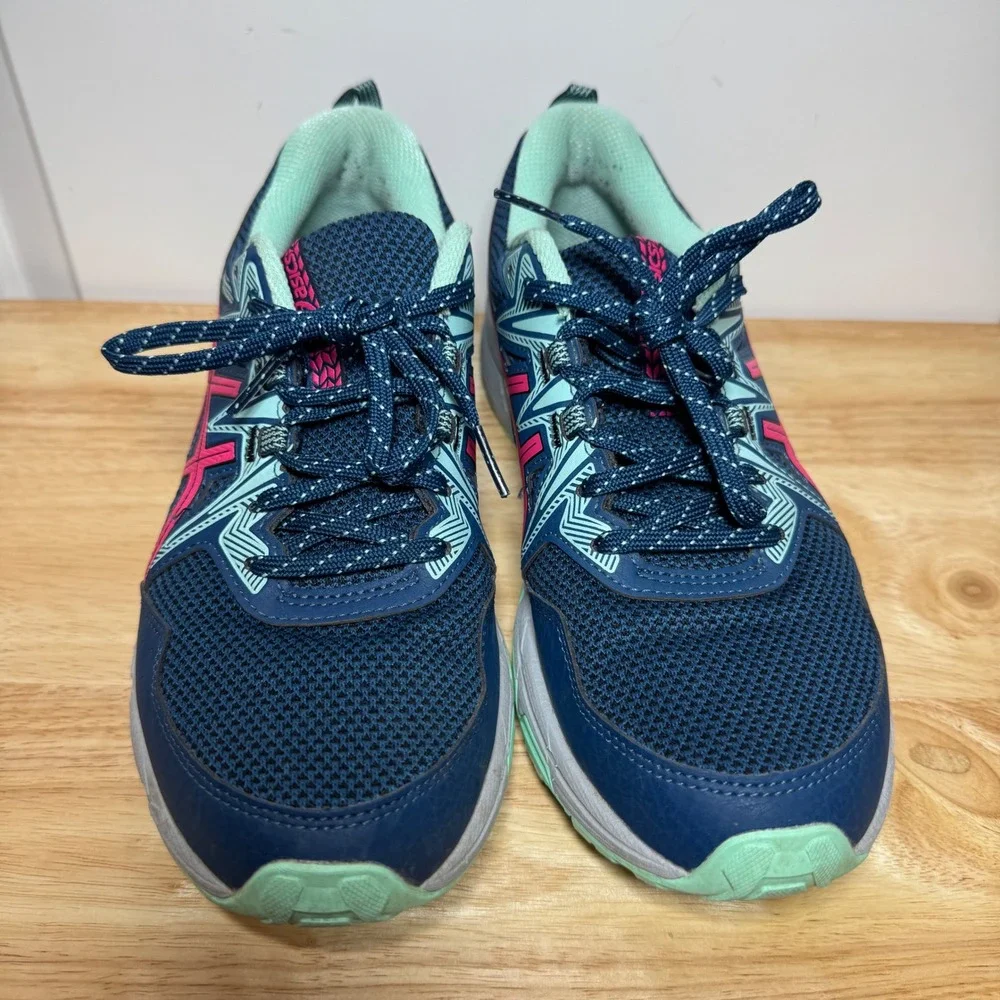 ASICS Gel-Venture 8 Women Navy Pink Mint Trail Running Shoes 1012B230 Size 8.5